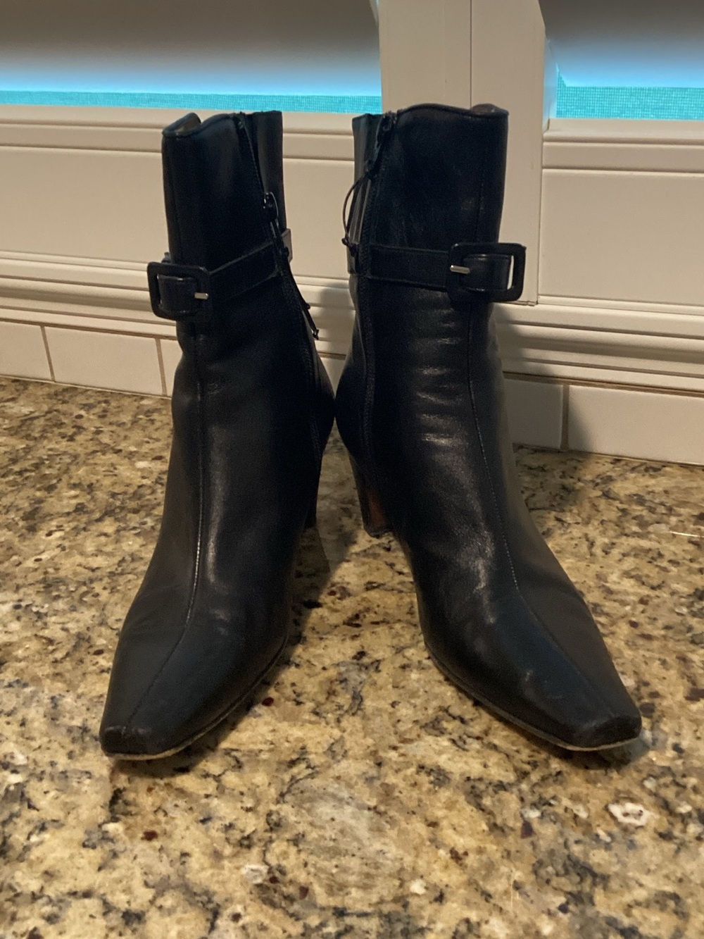Donald J. Pliner Black Pointed Toe Leather Ankle Boots